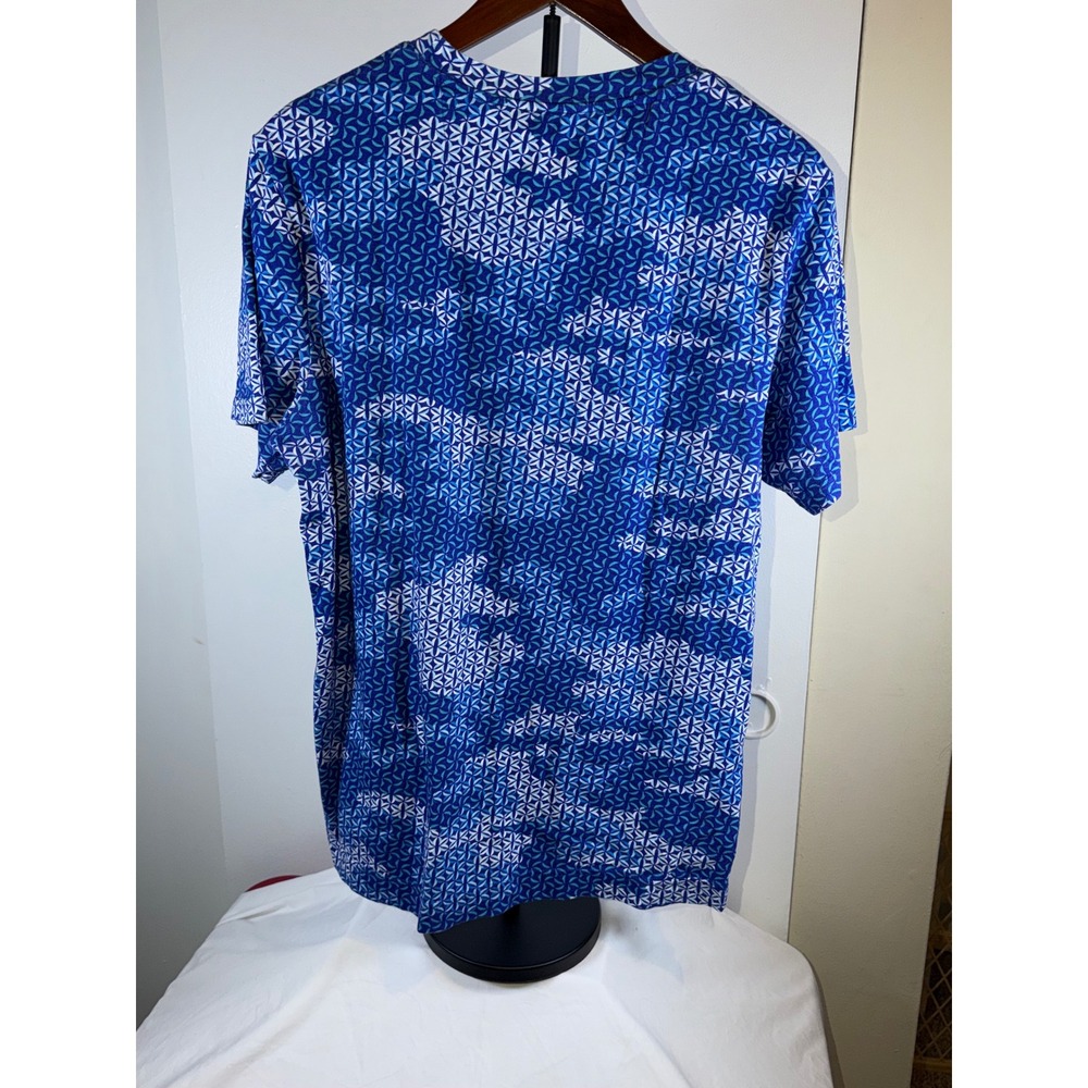 Robert Graham T-Shirt Mens Large Blue Geometric Mosaic Print Short Sleeve Cotton - Picture 4 of 10